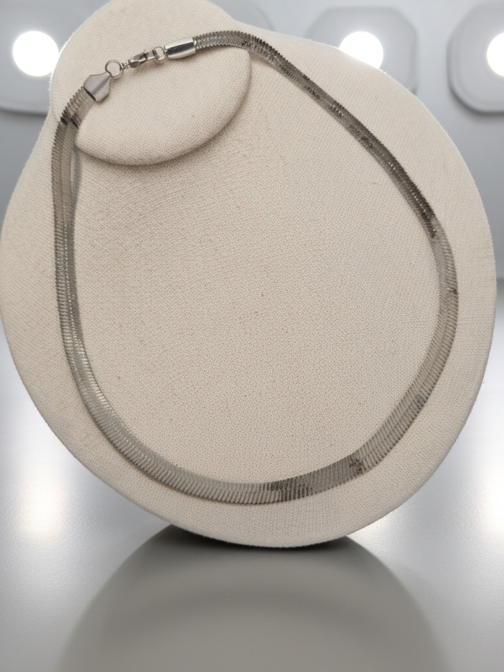 Silver Tone Mesh Chain Necklace